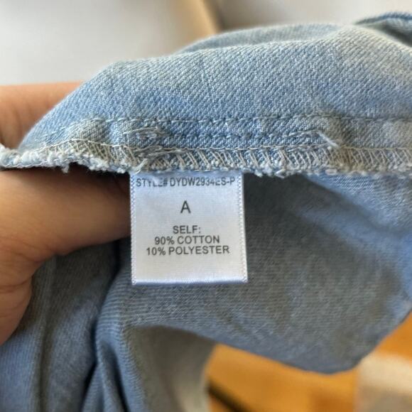 Arula Denim Puff Sleeve Milk Maid Square Neck Open Back Mini Western Dress - Picture 4 of 7